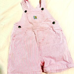 Carhartt Pink Striped Kids Overalls shorts